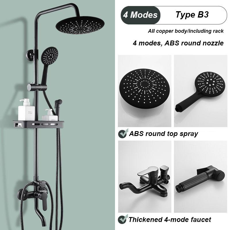Schwarzes Duschset für Zuhause, komplettes Kupfer-Badezimmer-Booster-Dusche, Badezimmer-Badezimmer-Duschset B3