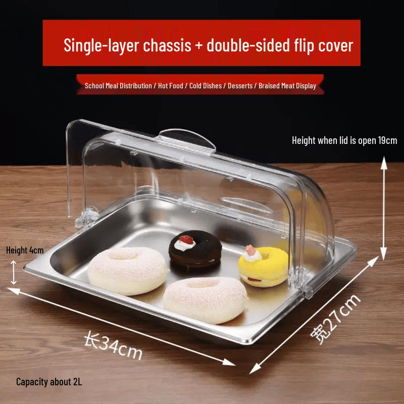 Stainless Steel Divided Food Container with Transparent Lid