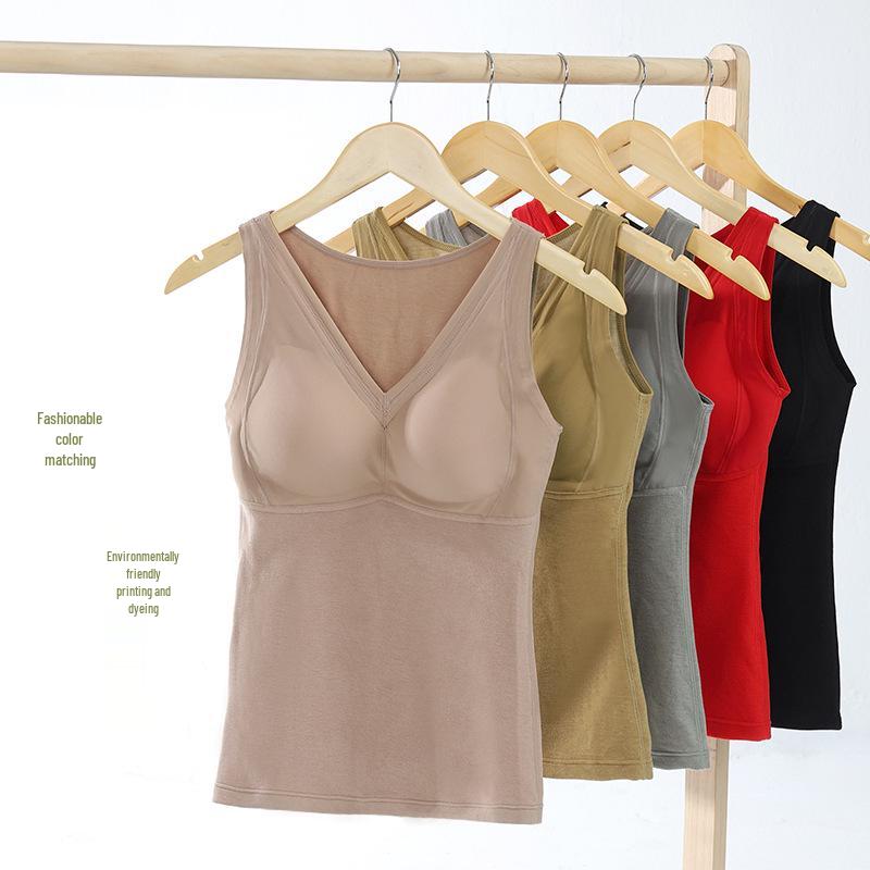 Women's Seamless Quick-Warm Sleeveless Vest with Puffed Wool and Silk