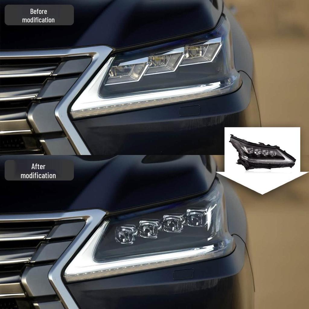 Upgrade Headlight Assembly for 2016-2019 Lexus LX570 with LED Lenses, DRLs, and Dynamic Turn Signals