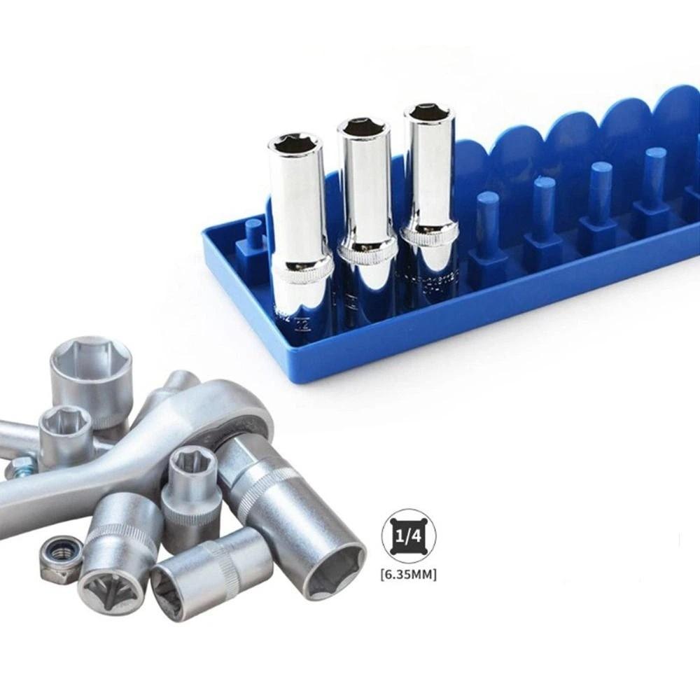 Blue Color Socket Organizer Plastic Material Metric Size Socket Tray High Quality 1/4 Inch Wrench Holder Household Use
