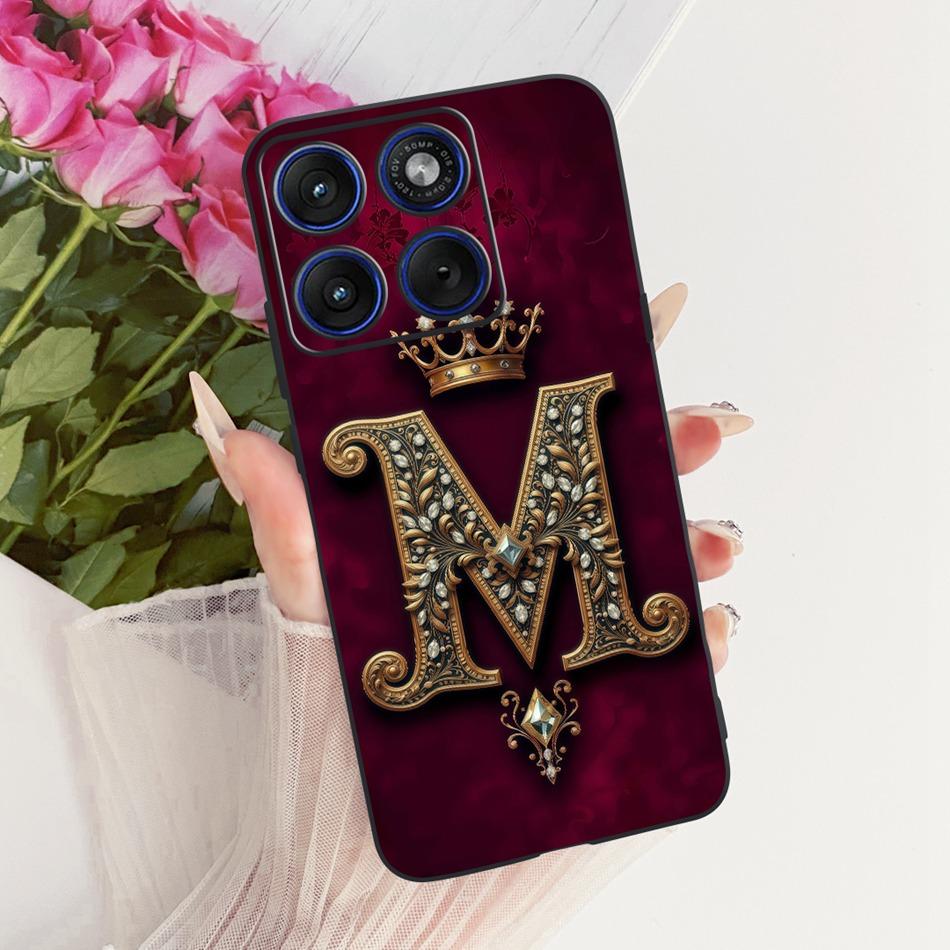 For Motorola Edge 70 Royal Crown Initial Letter Couple Phone Case For Motorola Moto X70 Air Edge70 Black Silicon Soft Bumpers