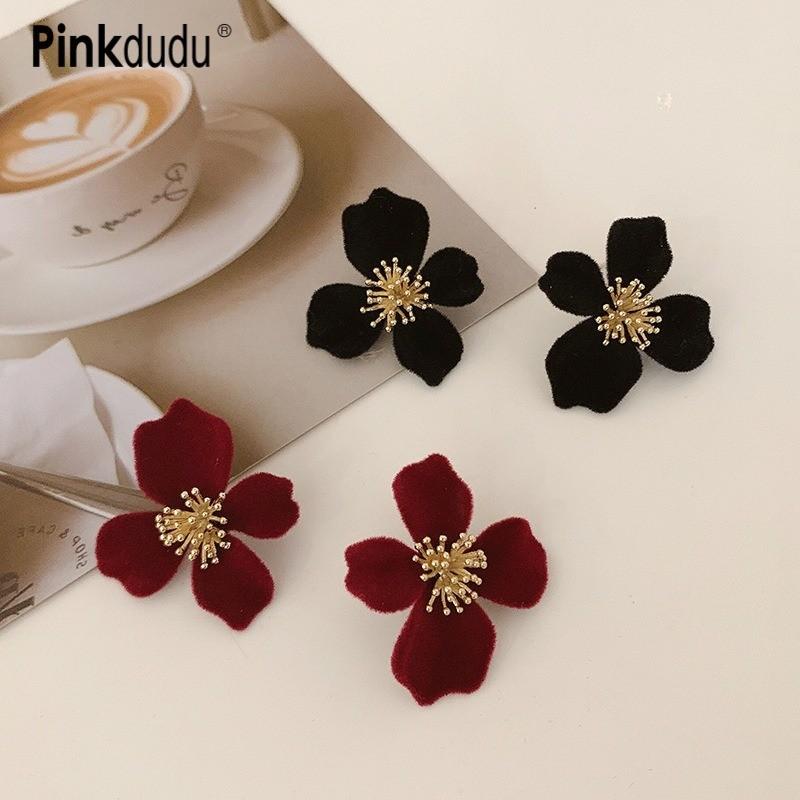Pinkdudu Vintage Velvet Flower Zinc Alloy Earrings Simple Drop Earrings Women Jewelry PD2374