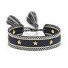 2025 Metal Star Pendant Woven Bracelet with Letter Embroidery