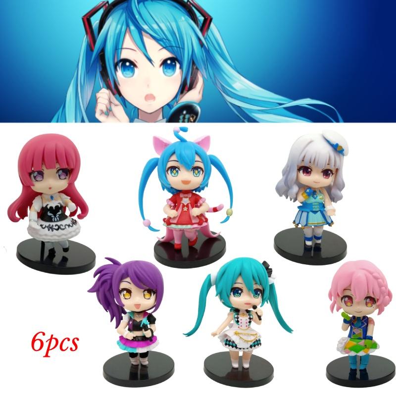 New 6 Models Hatsune Miku Figures Pvc Anime Peripheral Hatsune Beauty Girl Decoration Doll Machine Decoration Characters)