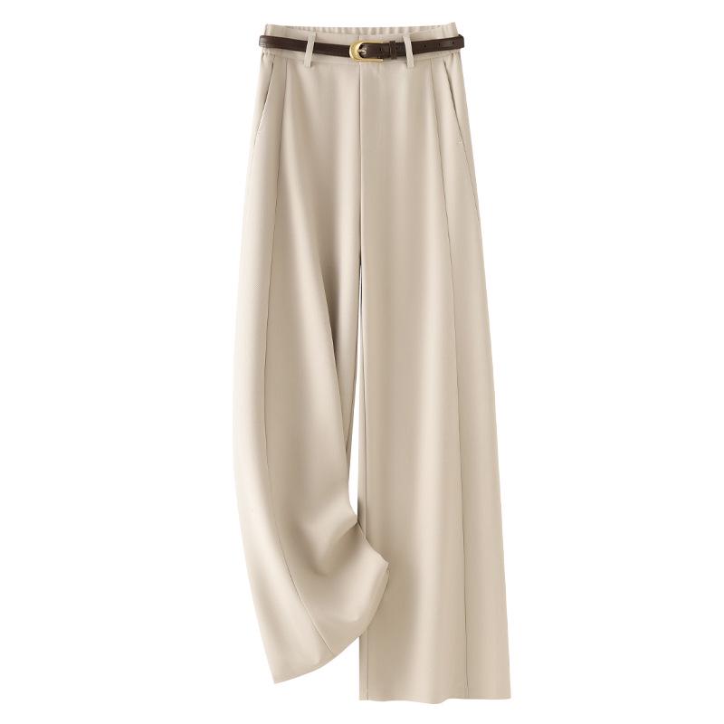 Women's Gray Wide-Leg High-Waisted Straight-Leg Pants for Spring/Autumn 2025