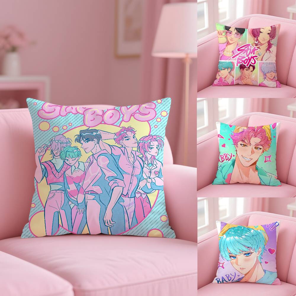 Saja Boys KPopS D-Demon H-Hunters Pillow Case Pattern Printed Pillowcase for Living Room Sofa Cushion Cover & Bedroom Decor
