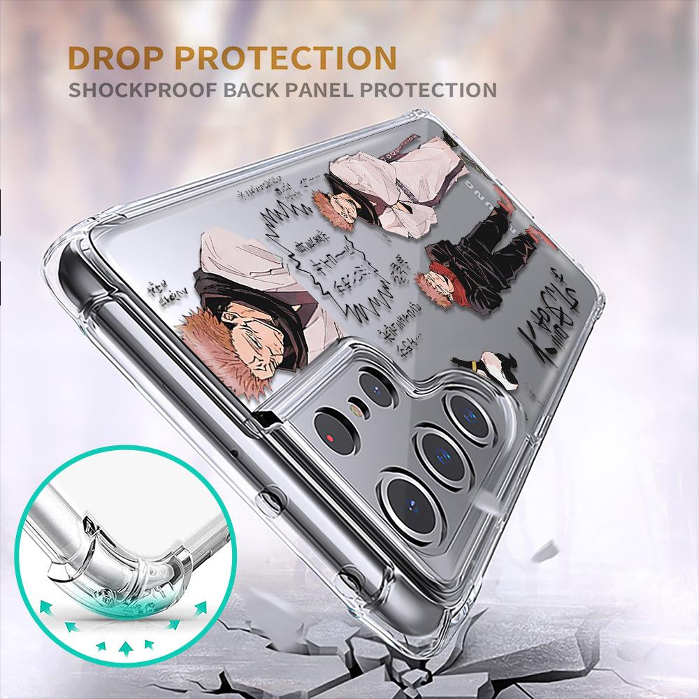 Transparent Phone Case For Samsung S10 S20 Fe S21 S22 S8 S9 Plus S21ultra Shockproof Cover Japan Anime Jujutsu Kaisen Shell Capa