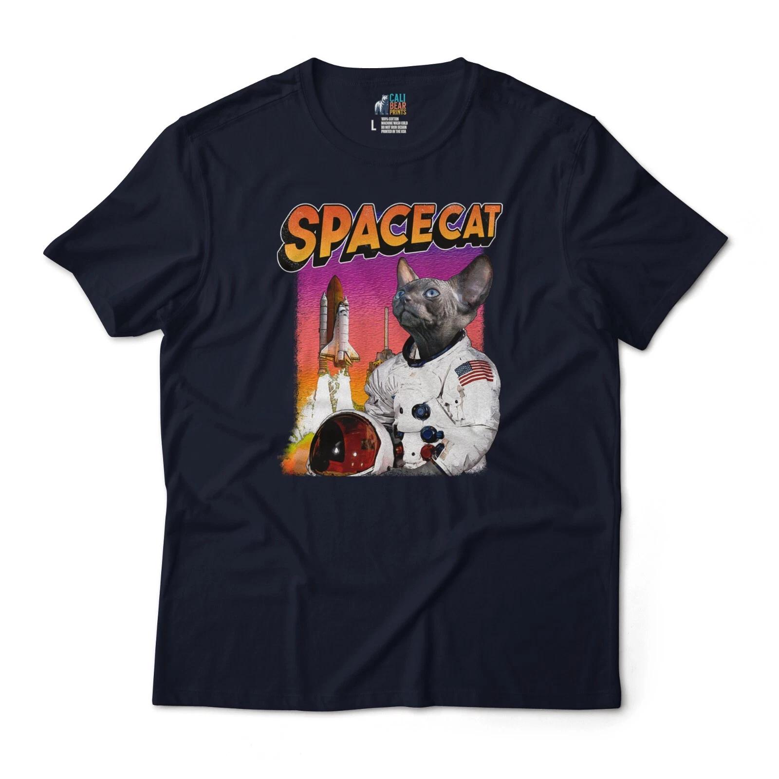 Space Cat Astronaut Hairless Sphynx - Animal Funny Art Graphic T-T-Shirt M