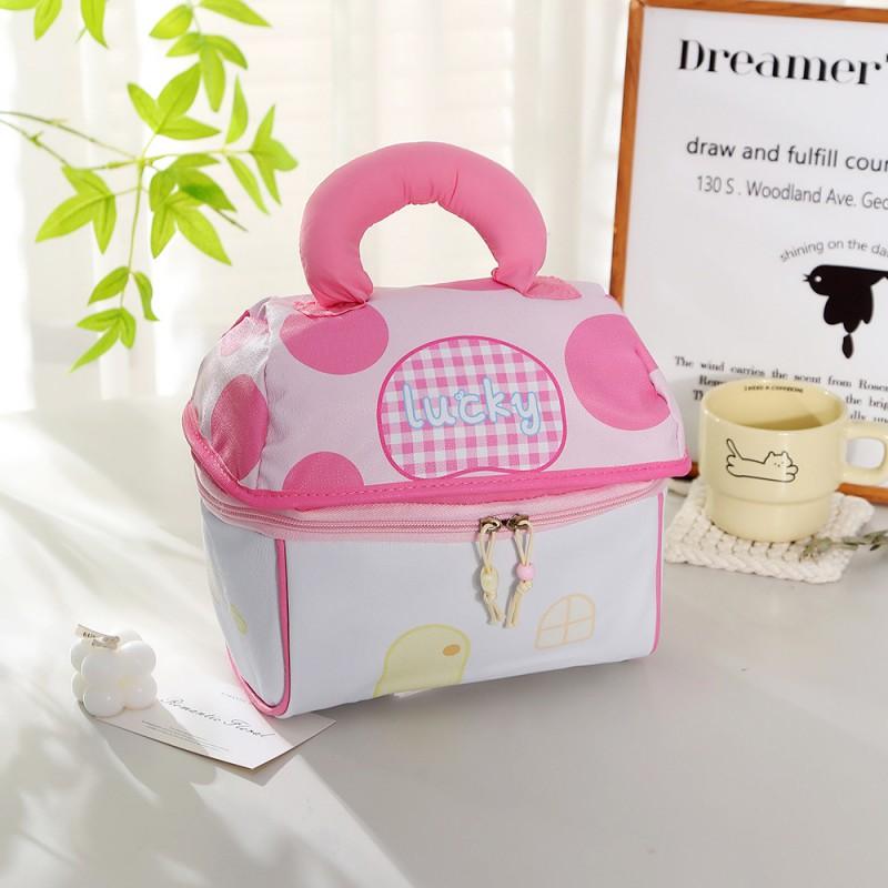 Portable Cosmetic Makeup Bag With Multiple Compartments Large Capacity Travel Toiletry Organizer In Blue Pink