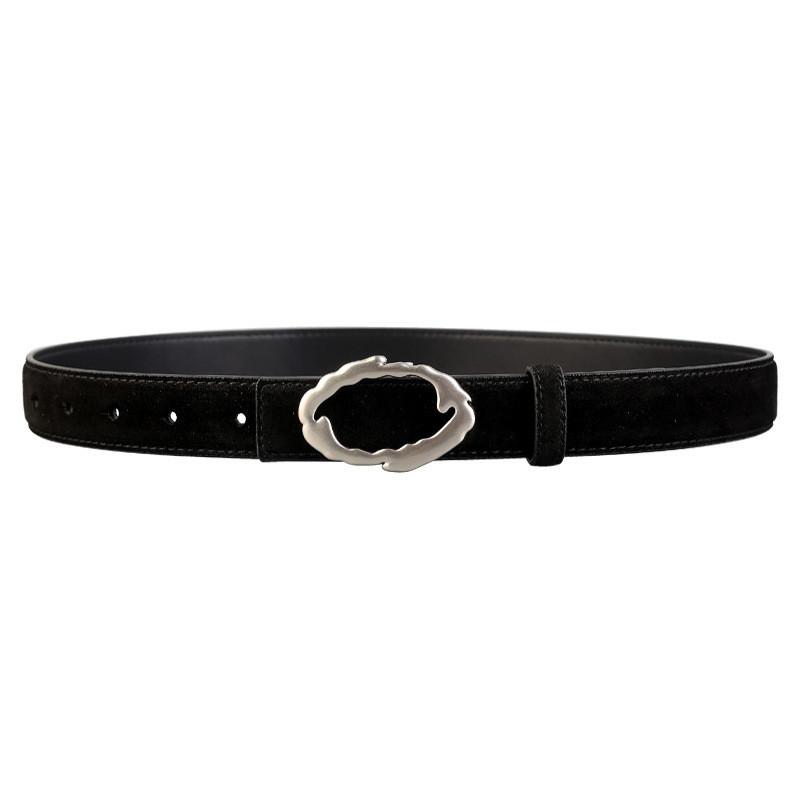 Womens Genuine Leather Waist Belt With Pin Buckle For Spring Fashion Outfit Black