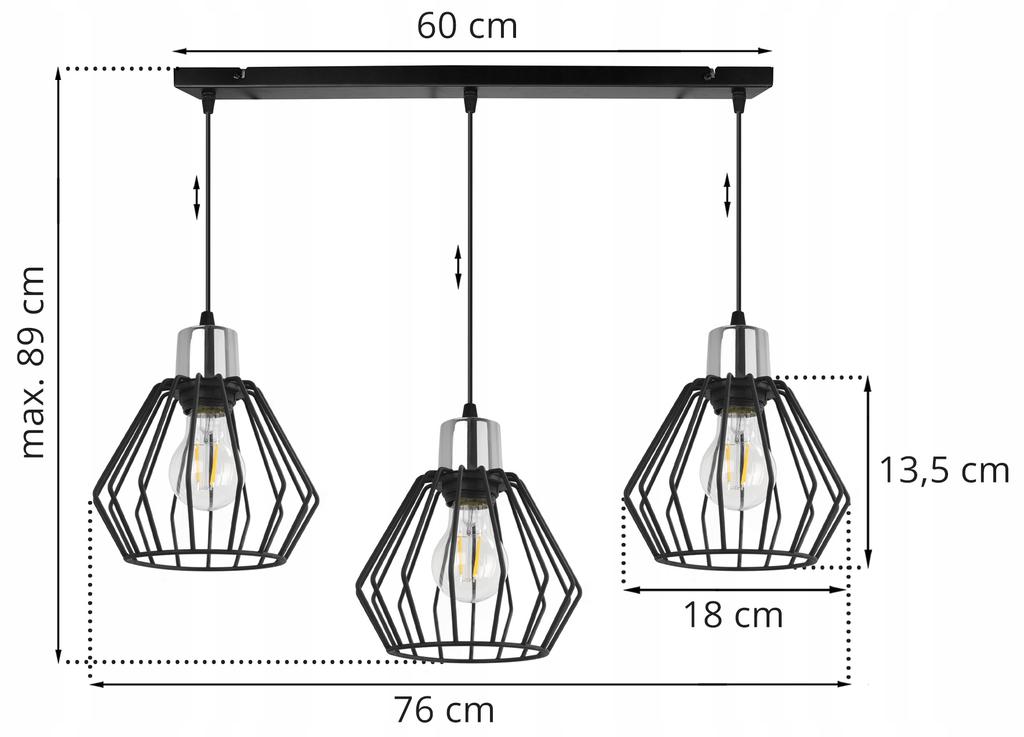 Hanging Lamp, Ceiling Chandelier, Wire Shade, Led