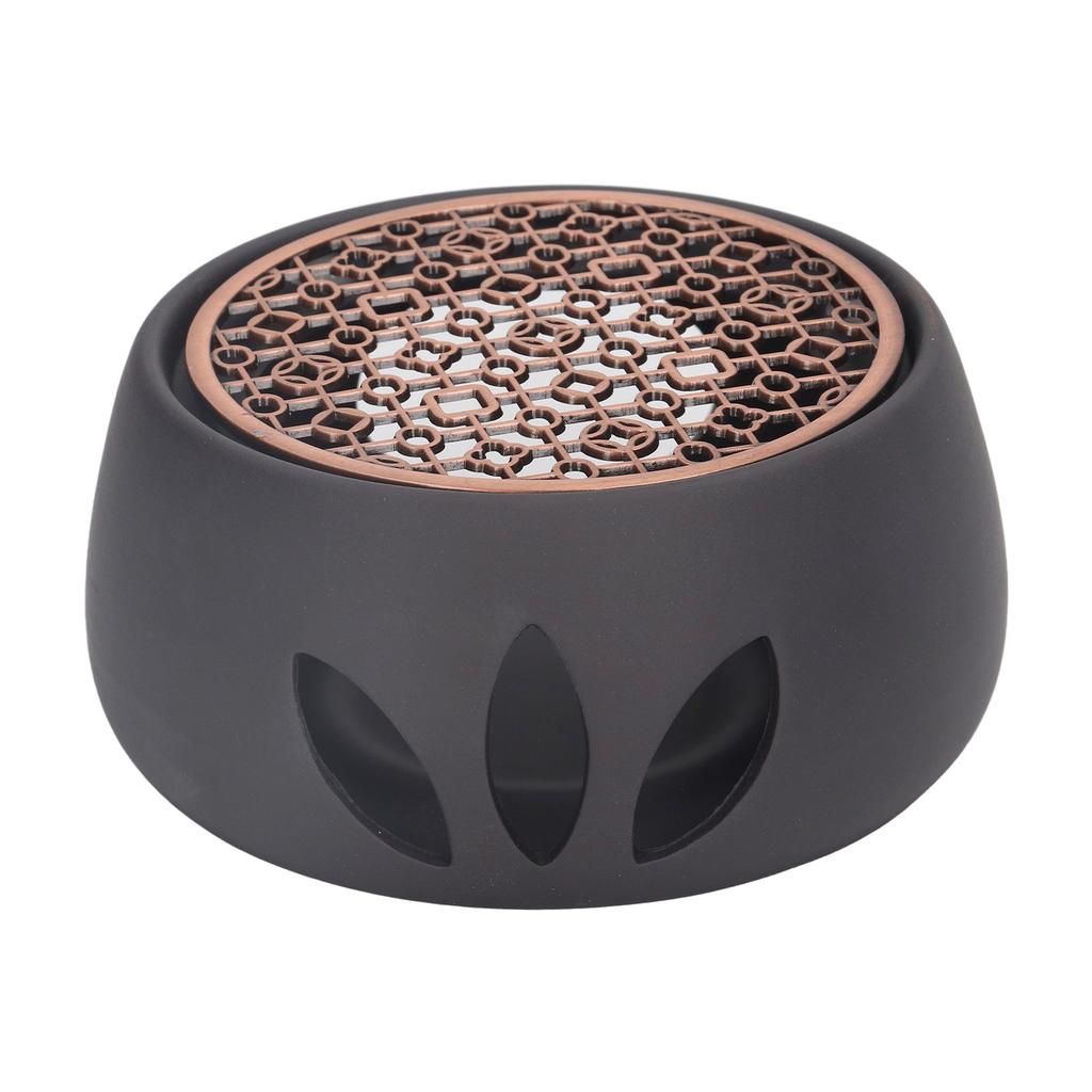 Teapot Warmer Base Ceramic Candle Heater Tea Coffee Milk Light Warmer with Purple Iron Pad for Home Black