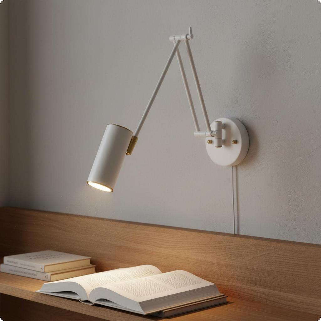 Adjustable Swing Arm Lamp Foldable Wall Light Retro Reading for Readers,