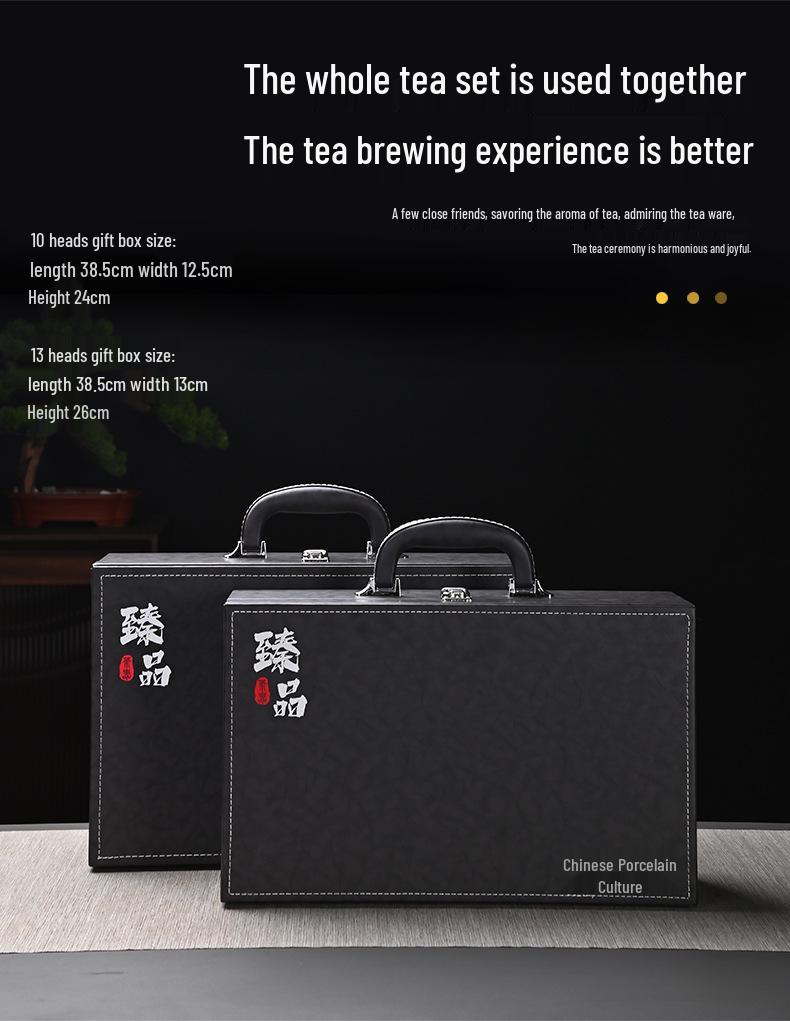 Kung Fu Mutton Fat Jade Gaiwan Teapot Set - Gold-Painted Luxury Tea Set