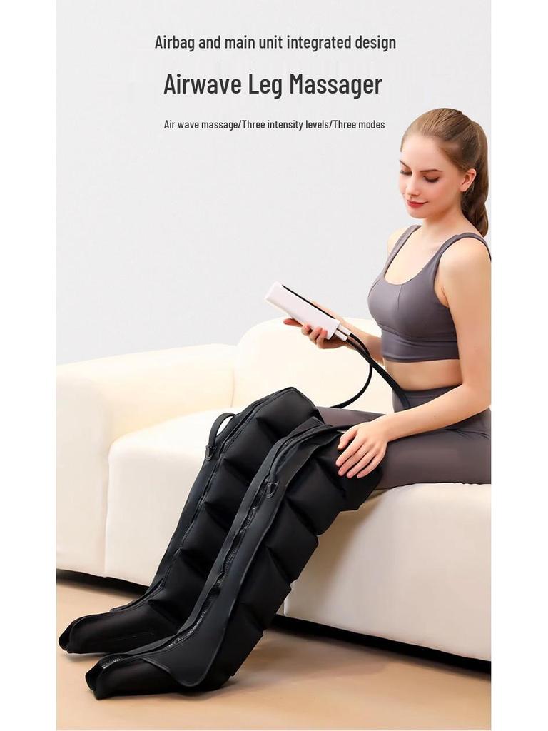 Portable Airwave Leg Sleeve Massager - Air Pressure Knee, Calf & Thigh Therapy Device
