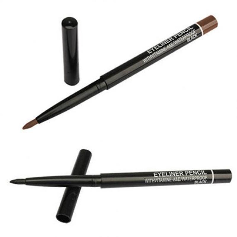 Penna per eyeliner Crema gel rotante impermeabile Nera + Penna per eyeliner marrone Trucco cosmetico