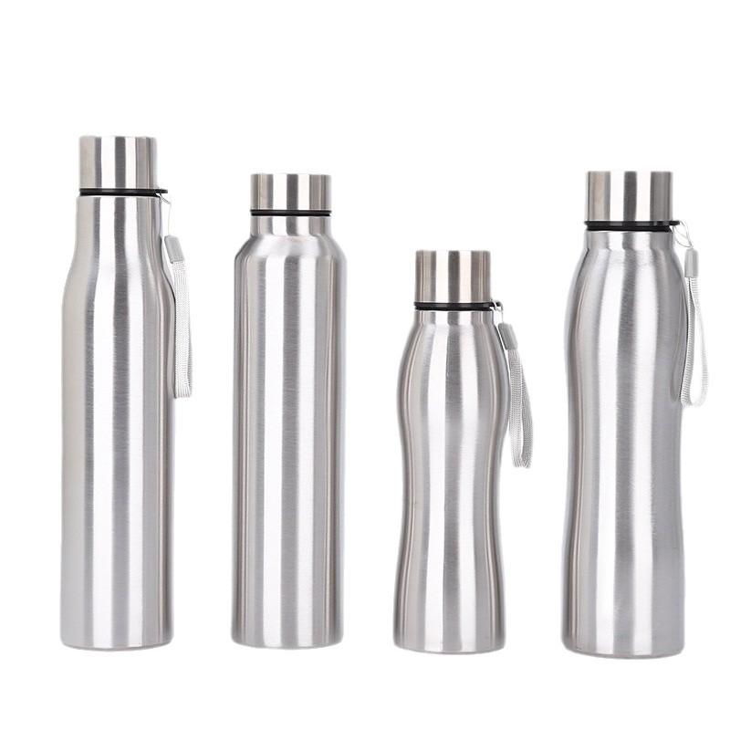 Yüksek Kaliteli 1000ml Paslanmaz Çelik Spor Su Şişesi Tek Katmanlı Sağlam Su Bardağı Metal Matara Bardak Kamp Spor Spor Salonu