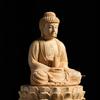 Hanro Art Sculpture Buddha Statue Yakushi Nyorai Buddhist Altar Buddha Ornament Made of Cypress Wood Good Health Feng Shui Praying Protection from