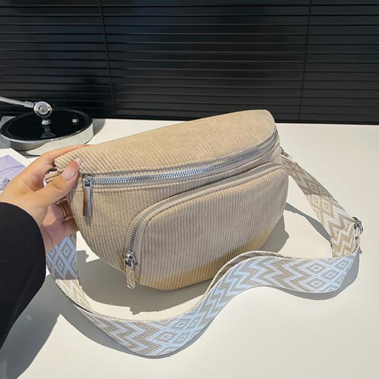 Cord Umhängetasche für Damen Crossbody Bauchtasche Lässige Hüfttasche mit verstellbarem Riemen für Reisen Laufen Ausflüge