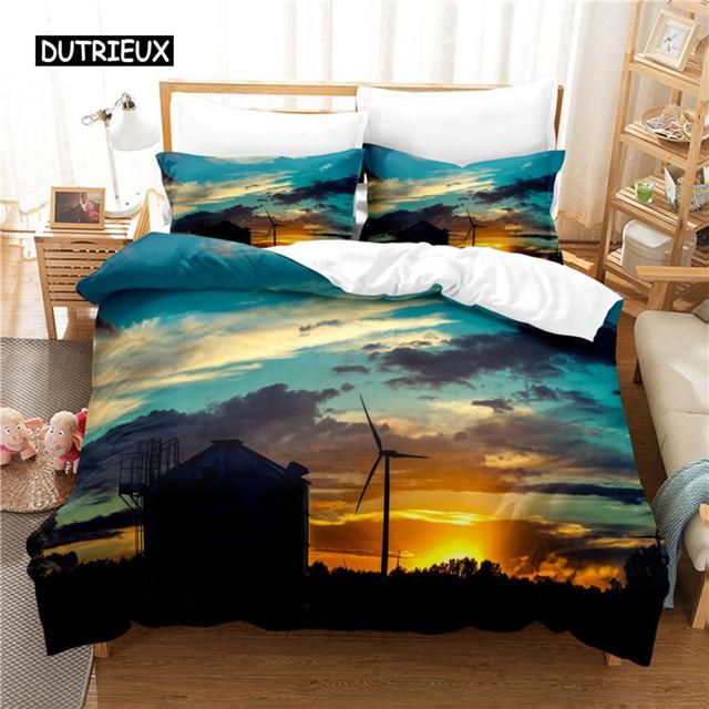 Sonnenuntergang-Bettwäsche-Set, Bettbezug-Set, 3D-Bettwäsche, Digitaldruck, Bettwäsche, Queen-Size-Bettwäsche-Set, modisches Design