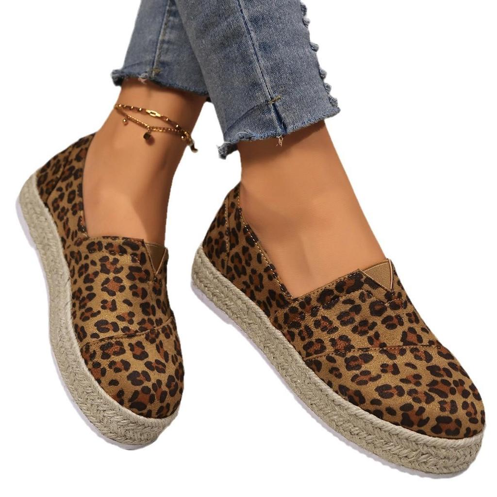 Women's Suede Slip-On Espadrille Style Casual Shoes for Spring and Autumn