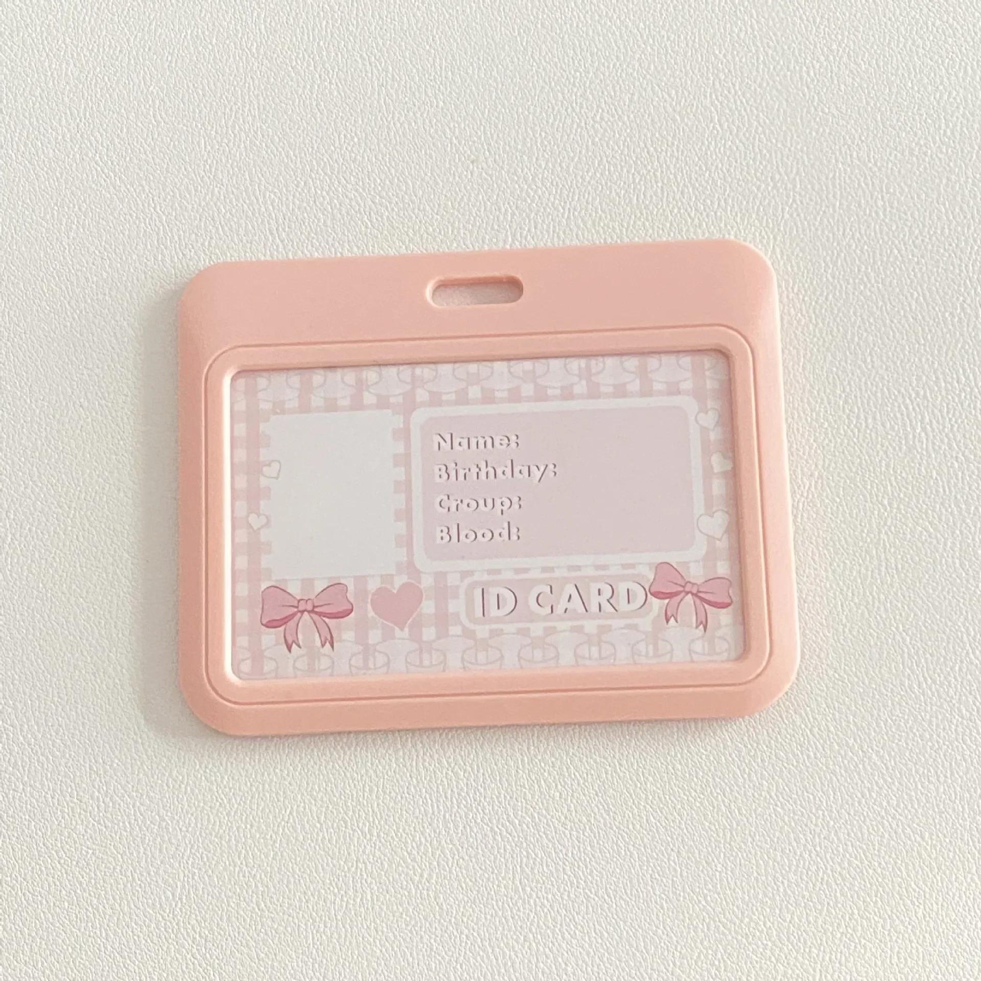 

Милый держатель для кредитных карт для девочек с подвеской Love, кавайный держатель для бейджа, чехол для студенческой автобусной карты с пружинным шнуром