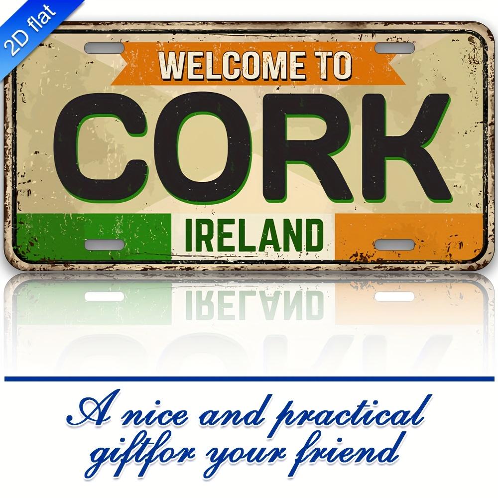 

Hisun Tin Sign HD Aluminum Metal Sign Welcome to Cork Ireland Vintage License Plate Style Wall Decor Retro Irish Flag Design Rustic Tin Poste 15x30cm