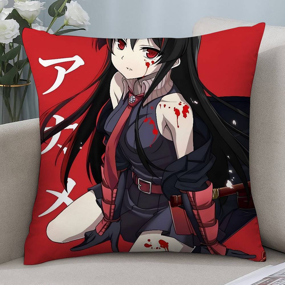 Anime A-Akame ga Kill Pillow Case Short plush Double-sided Print Square Throw Pillow Covers Sofa Home Cushion Decor