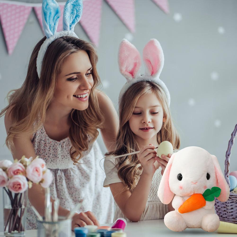 Osterhase Plüschtier Osterhase Hase Stofftier Puppe Weißer Plüschhase mit Karotte