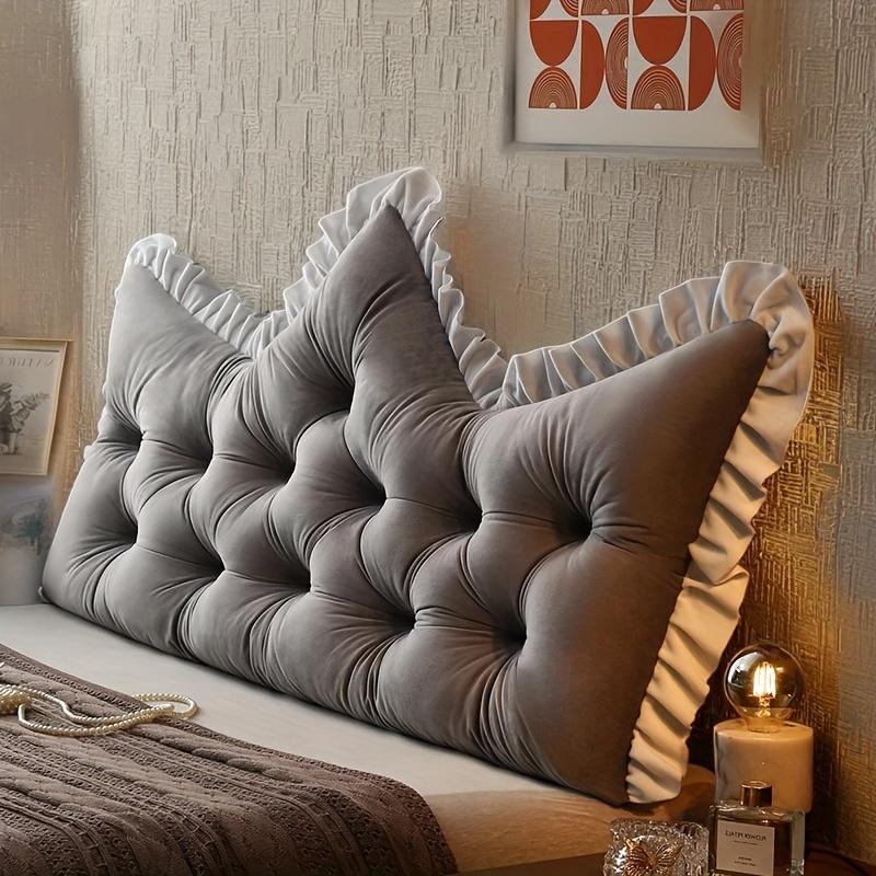 

Tufted Backrest Cushion with Ruffle Trim. Plush, Zipper Closure, Hand Washable. Neutral Colors for Sofa & Bed. серый