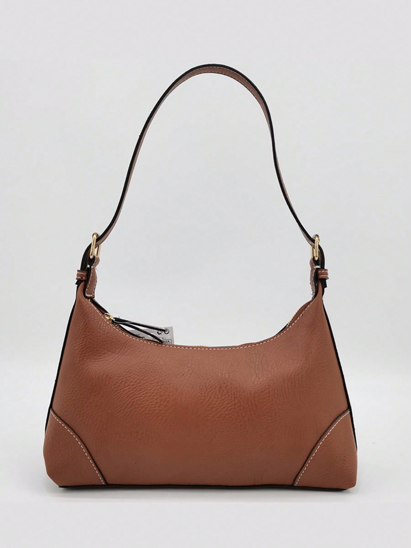 

Single-shoulder underarm bag, versatile handbag, soft leather bag with a baguette handle, suitable for travel and shopping.zwq коричневый