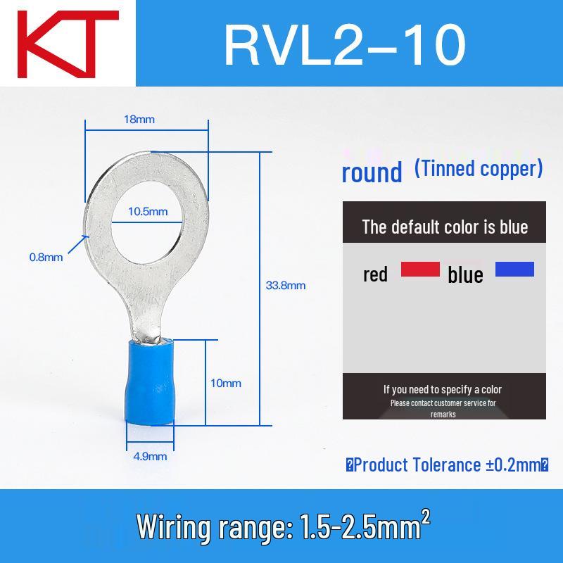 Kaisheng Round Pre-insulated Copper Crimp Terminals (RV2 Series)