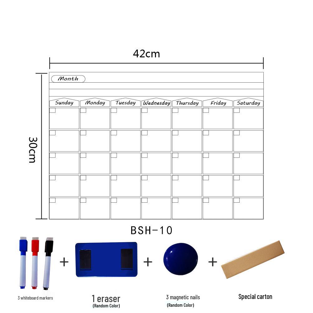 Erasable Magnetic Calendar & Whiteboard Sticker Set for Fridge – Customizable Planner & Message Board