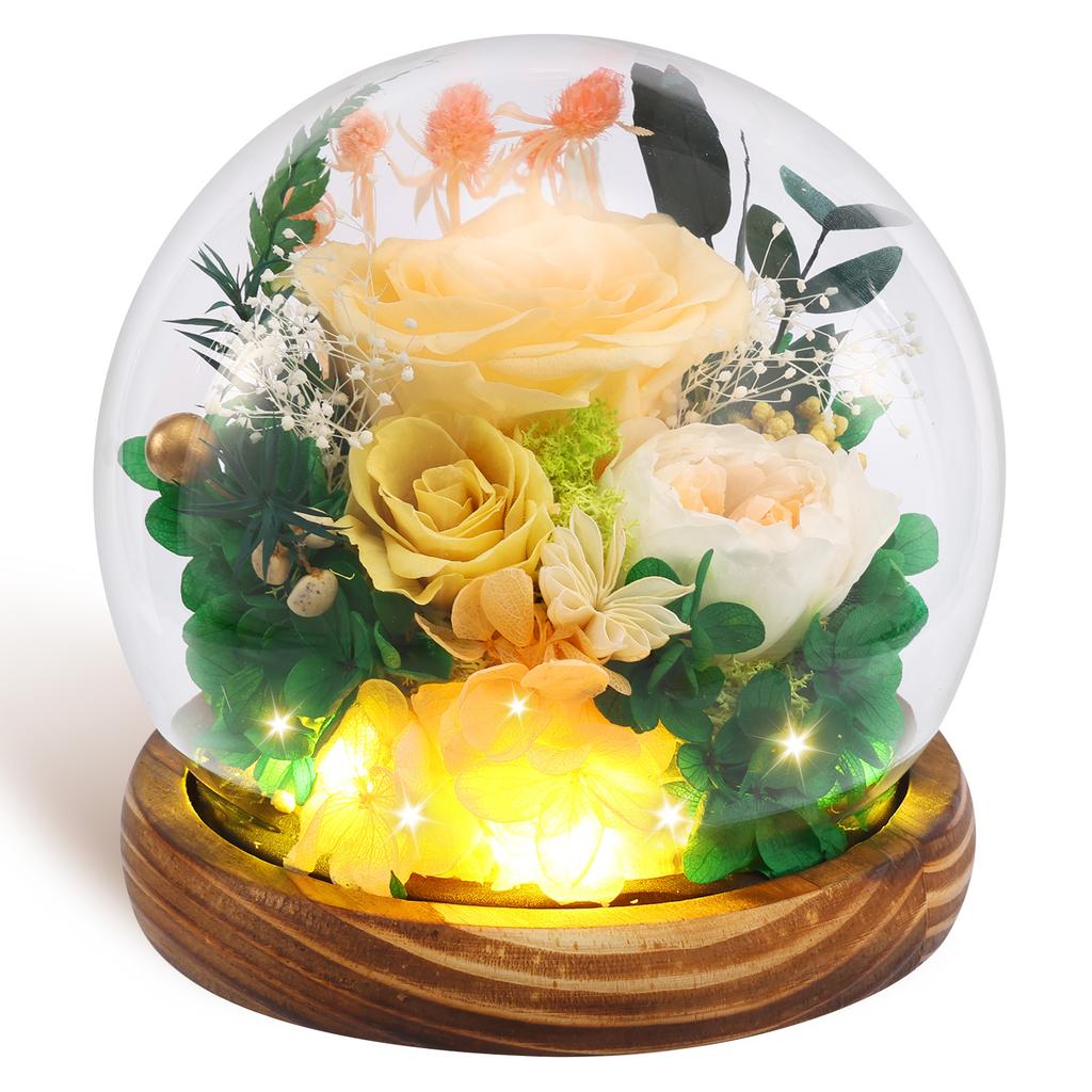 Artificial Rose Flowers Glass Cover Simulation Eternal Rose Flower Mothers Day Gifts Party Supply Valentine's Day Wedding Decor