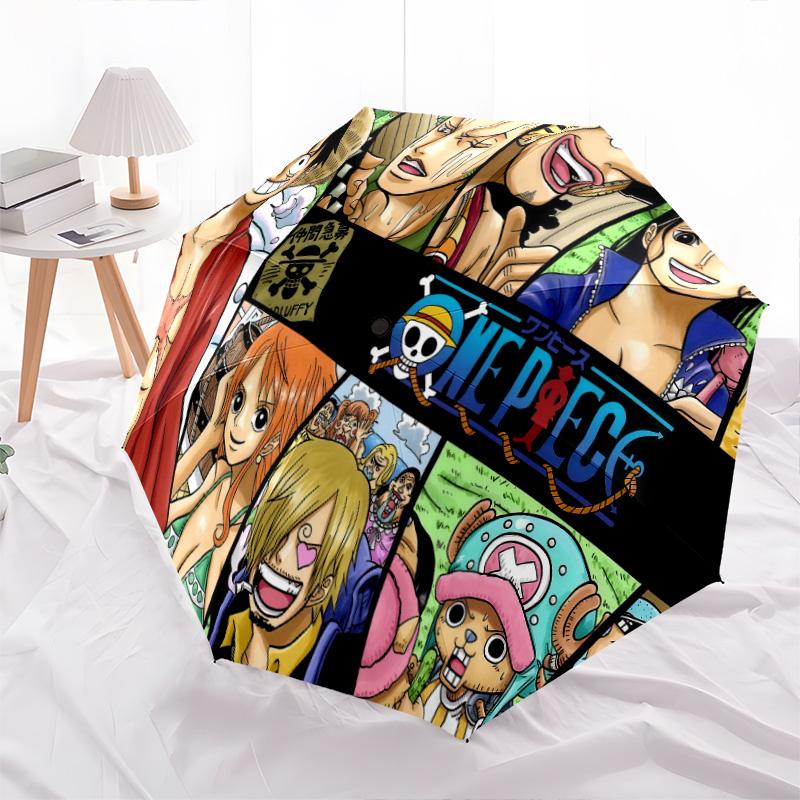 1 PC Automatic Folding Umbrella - Anime One Piece Pattern Portable Foldable Design With 8 Ribs Christmas Birthday Gifts