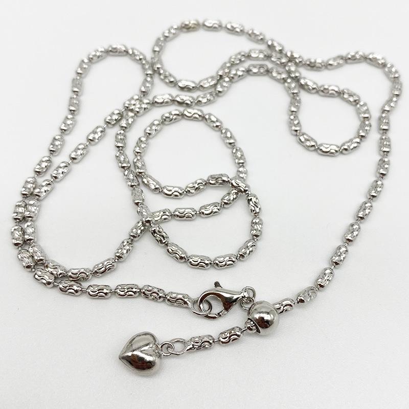 Yansheng Adjustable S925 Sterling Silver Italian Diamond Telescopic Bead Necklace with Italian Cutting Pendant Chain S925 Silver
