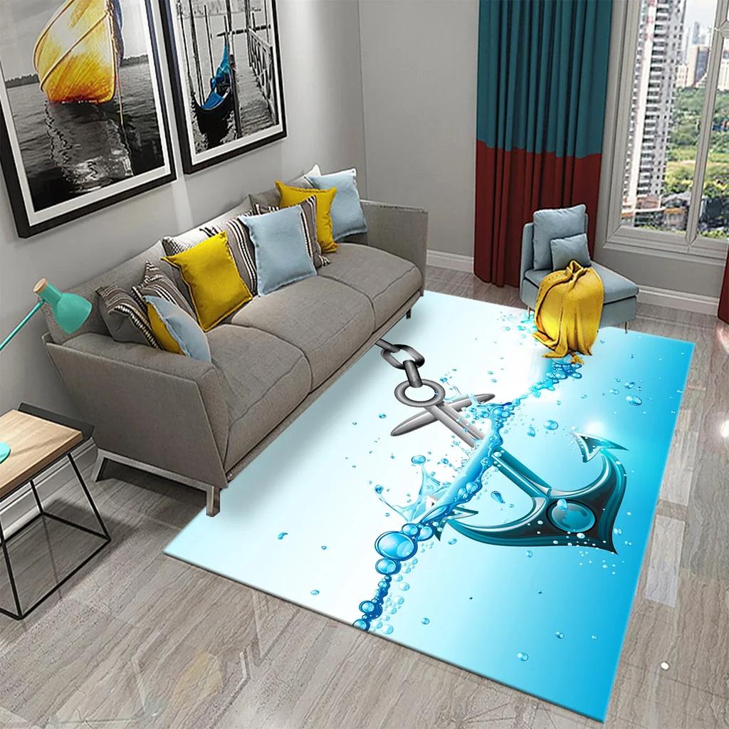Anchor Carpet Sea Boat Decor Door Rugs for Living Room Bedroom Entrance Door Decor Area Rugs Kitchen Bathroom Non-slip Carpet