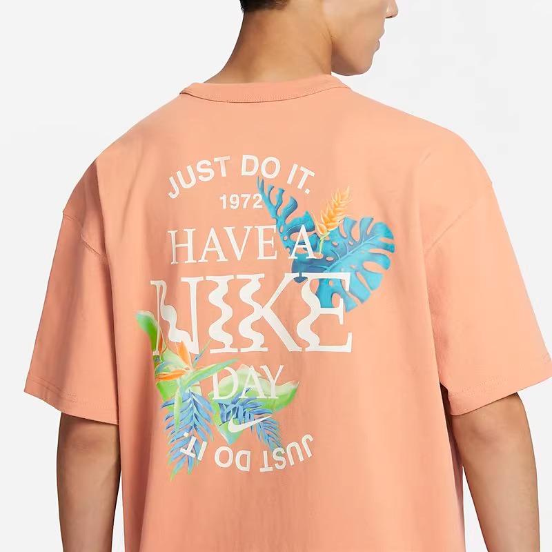 New Nike Drop Shoulder Sleeve T-Shirt Men's Orange FQ0351-225