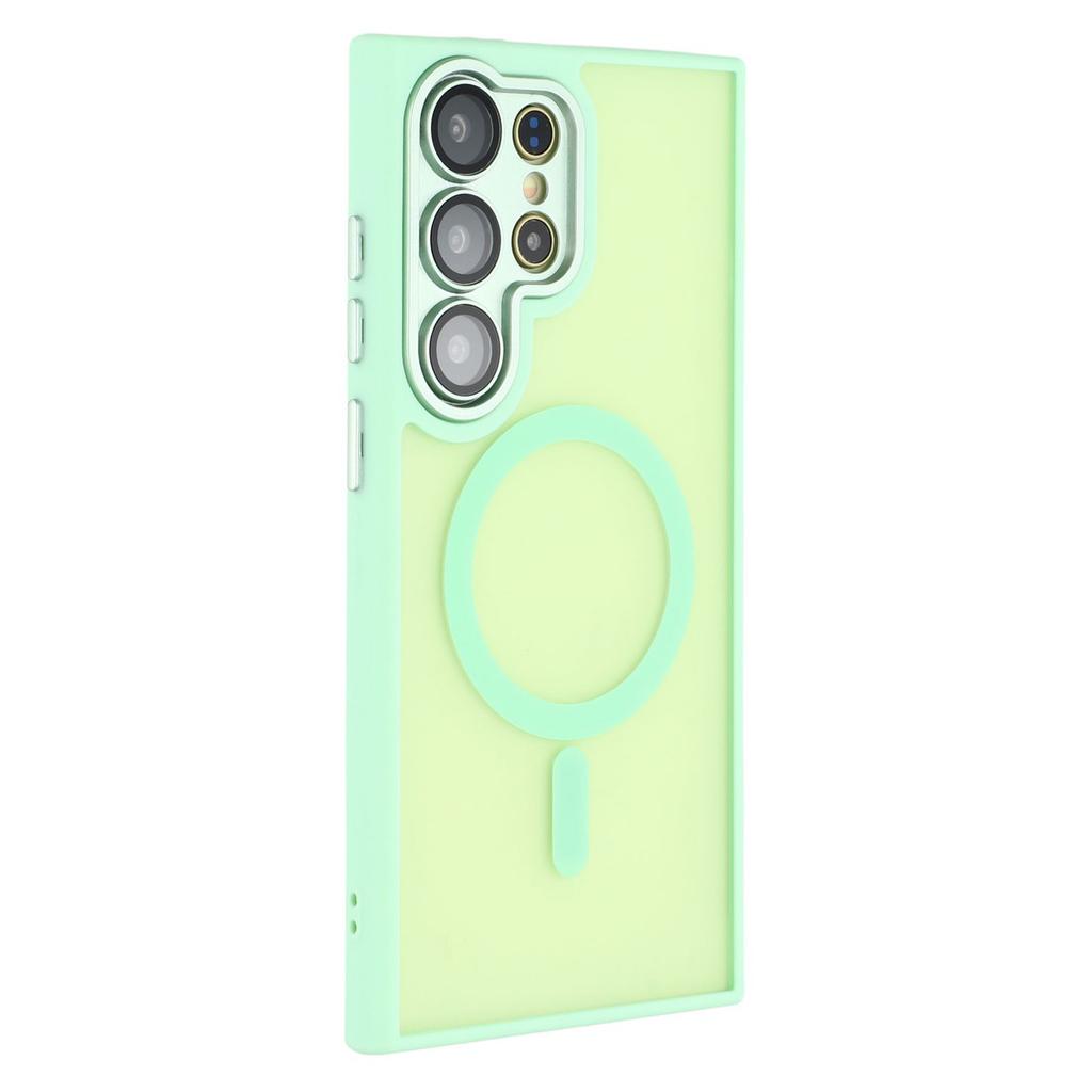 For Samsung Galaxy S23 Ultra Magnetic Case PC + TPU Matte Phone Cover with Glass Lens Film