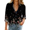 Women's Fashionable Casual Loose Floral Print Long,sleeved Shirt