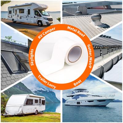 RV Sealant Tape White Waterproof Seal Tape - Weatherproof Sealant Roofing Tape for Roof Repair Camper Trailer Boat Sealing Leak