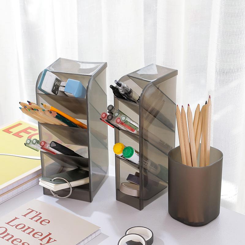 Matte Kawaii Large Capacity Desk Pen Holder Pencil Makeup Storage Box Desktop Organizer Stand Case School Office Stationery