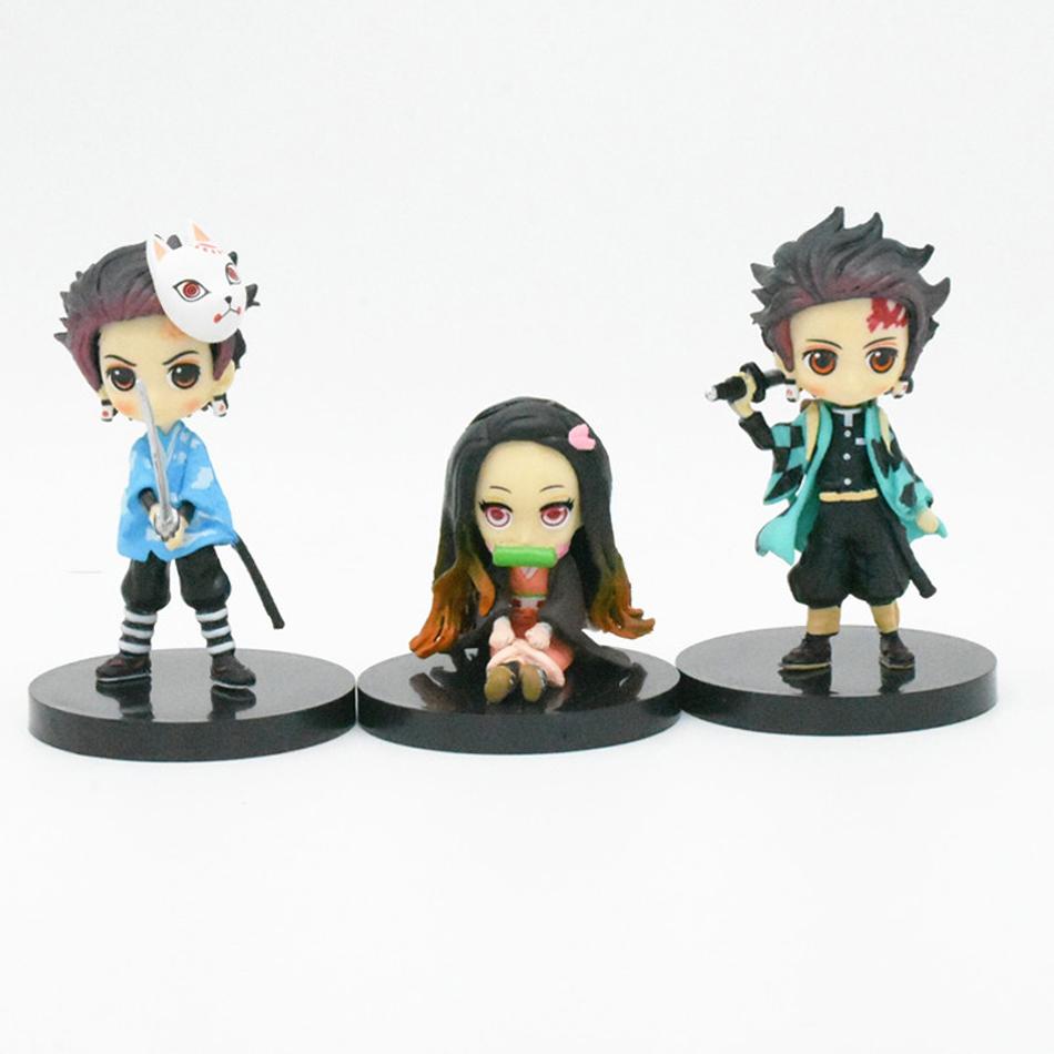 6pcs/set Anime Demon Slayer Figure Kimetsu No Yaiba Figure Q Posket Kamado Tanjirou Kamado Nezuko Agatsuma Figure Toys 7cm