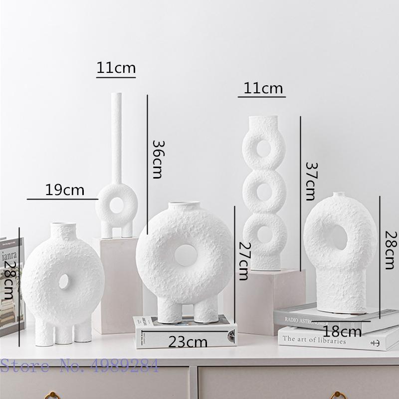 Ceramiczny Wazon Geometria Koło Czarno-Biała Tekstura Abstrakcyjny Kwiatowy Rękodzieło Ozdoby Nowoczesna Dekoracja Domu Wazon na Kwiaty