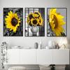 Graue Serie von Pflanzenblumen, dekoratives Gemälde, Sonnenblumen-Ölgemälde, Poster, Sofa, Wandhintergrund, Kunst, Leinwand, hängendes Gemälde