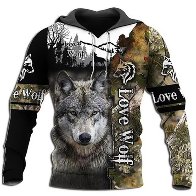 Mode Frühling Herbst Wolf Tier Herren Hoodies 3D Allover bedrucktes Sweatshirt Unisex Pullover Lässige Jacke Streetwear Mantel 4XL