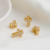 14K Gold Plated Colorfast Zircon Double-Sided Cross Pendant with Beading Rope DIY Jewelry Materials