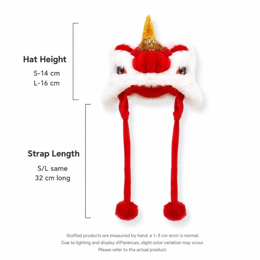 Warm Dog Lion Dance Hat Adjustable Celebration Pet Hat for New Year Christmas Holiday
