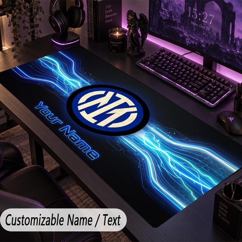 Large Mouse PadInter Milan Custom Name Text Personalized Desk Mat Non Slip Gaming Pad